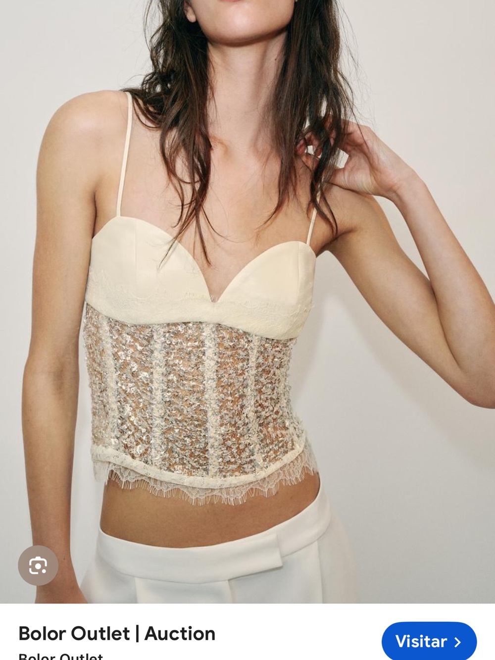 Zara Ivory Lace-Detail Bustier Camisole